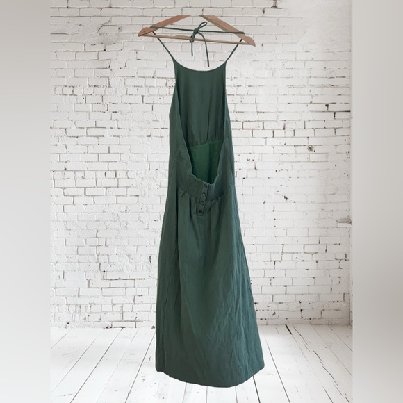 Free People Green Halter Open Back Midi Dress New Without Tags - Picture 3 of 3